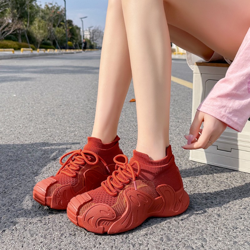2026 New Knitted Breathable Wo - огляд і ціна Knit Fabric Lace Up Sneakers