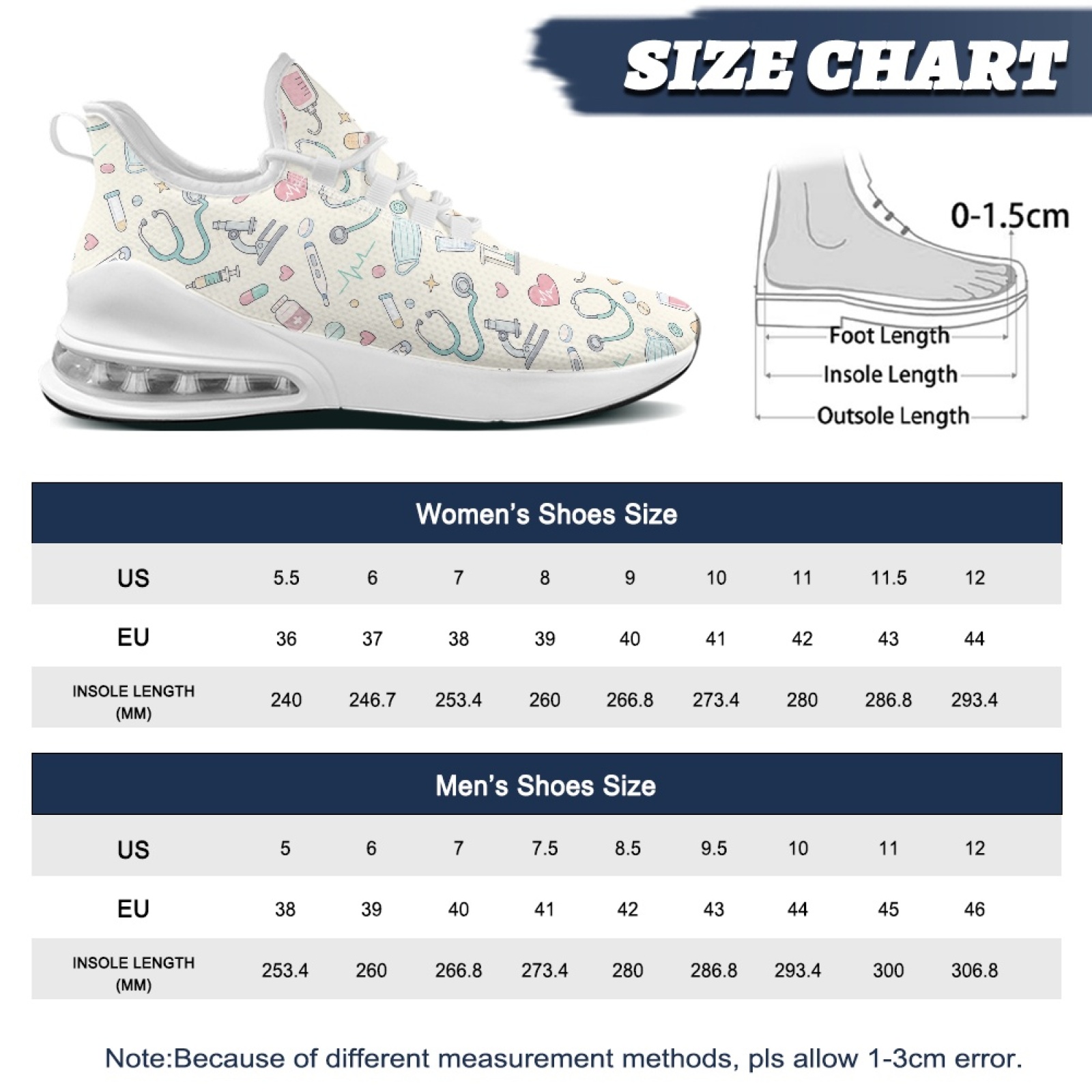 PENSTROLL Medical Tool Print B - огляд і ціна Breathable Mesh Athletic Shoes